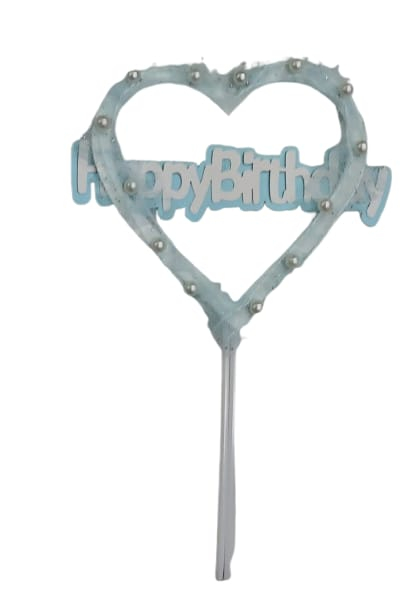 Heart Shape HBD Cake Topper 