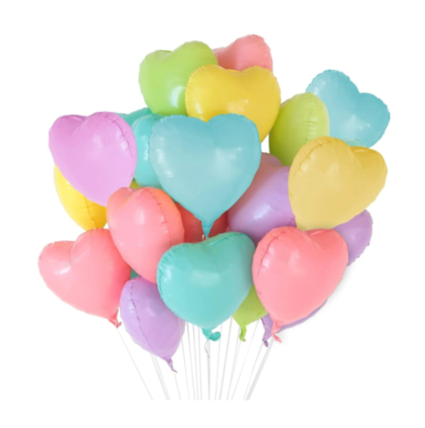 Pastel Heart Foil Balloon (50Pcs Loose Packing) 