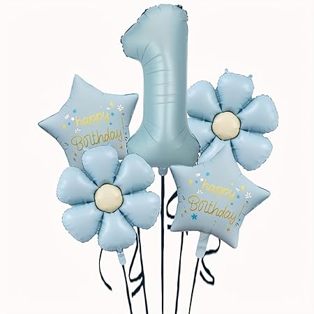 5Pcs Daisy Thame Foil Balloon Set (Blue)
