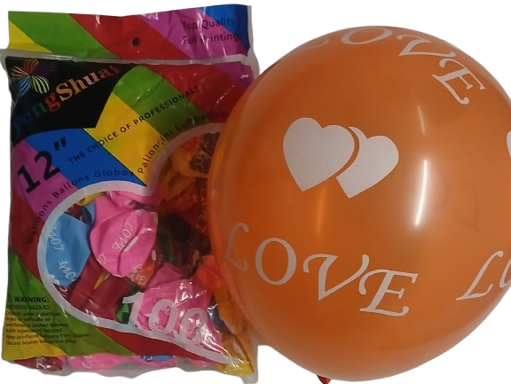 Love Printed Multi Balloon (100Pcs Pack) 
