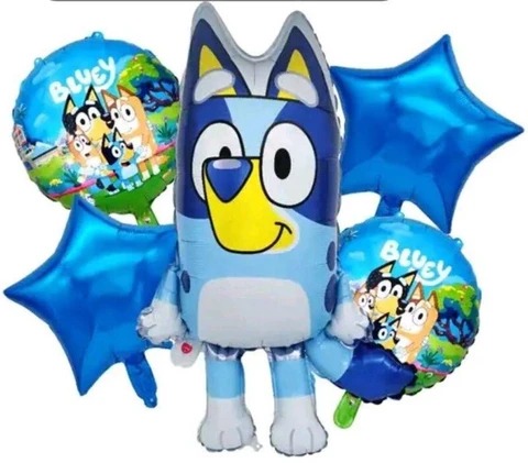 5Pcs Bluey Foil Balloon 