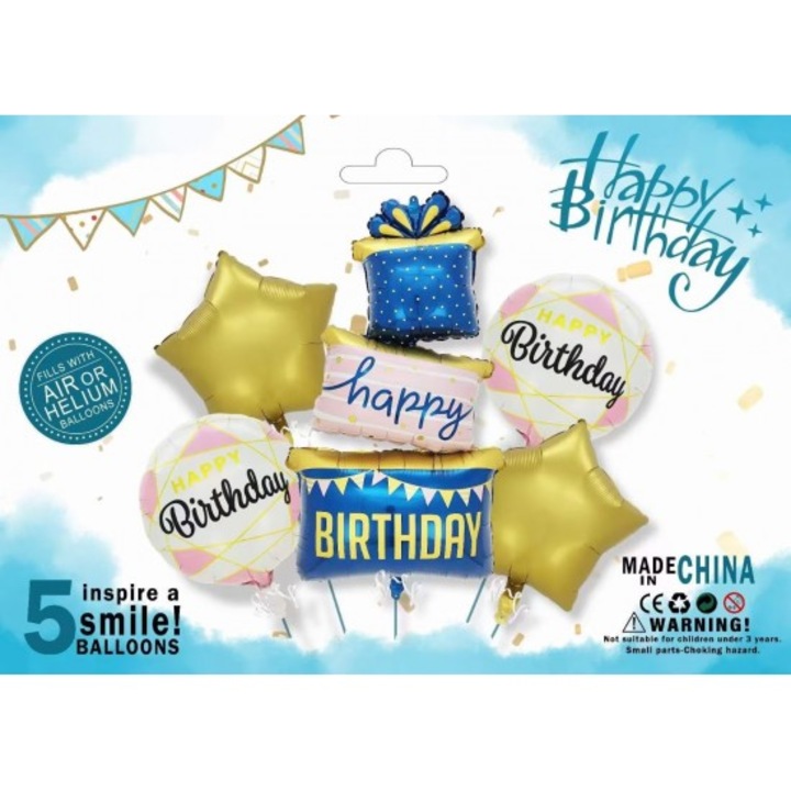 5Pcs Happy Birthday Foil Balloon 