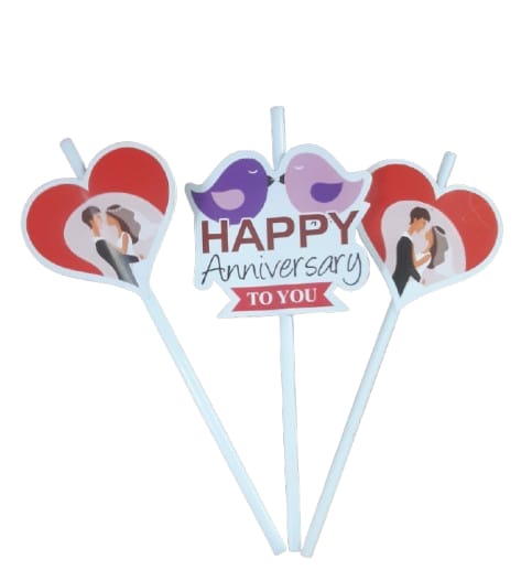 Happy Anniversary Cake Topper (3pcs set)