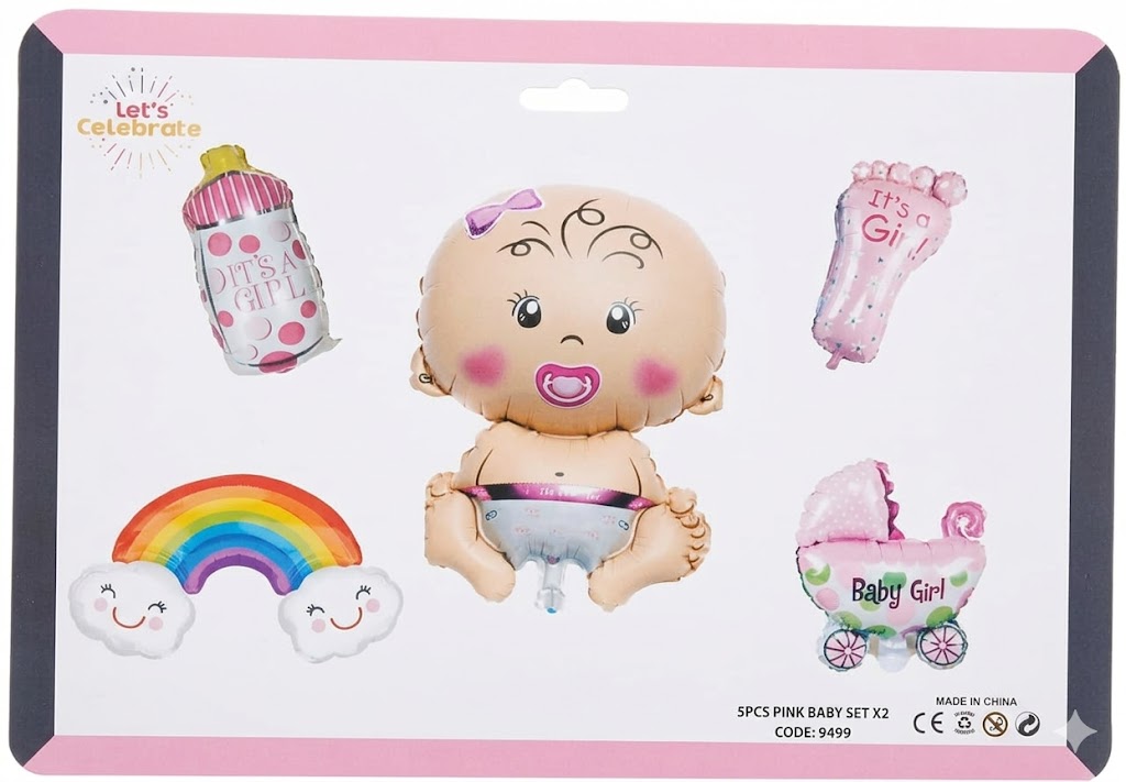 5Pcs Baby shower X-2 Girl Pink Set