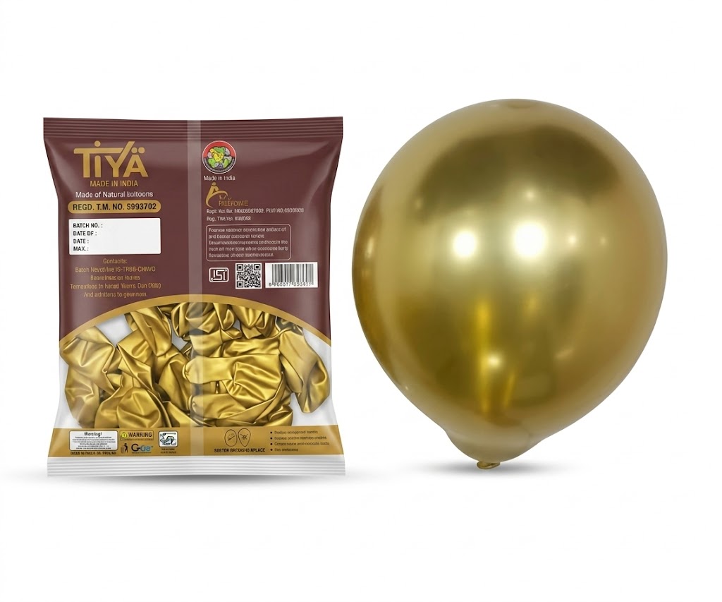  Tiya Chrome Golden Balloon (50Pcs Pack) 
