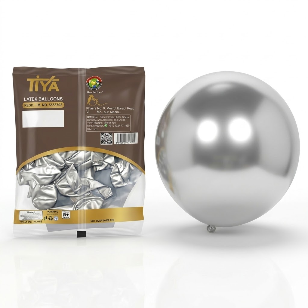 Tiya Chrome Silver Balloon (50Pcs Pack) 