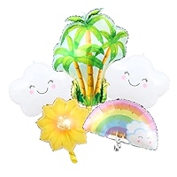 5Pcs Cloud Tree Rainbow Foil Balloon