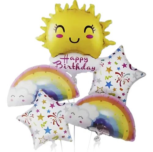 5Pcs Rainbow Sun Foil Balloon