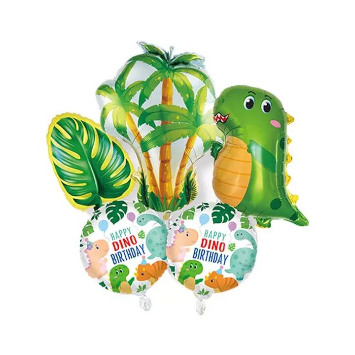 5Pcs Jungle Safari With Dinosaur Foil Balloon