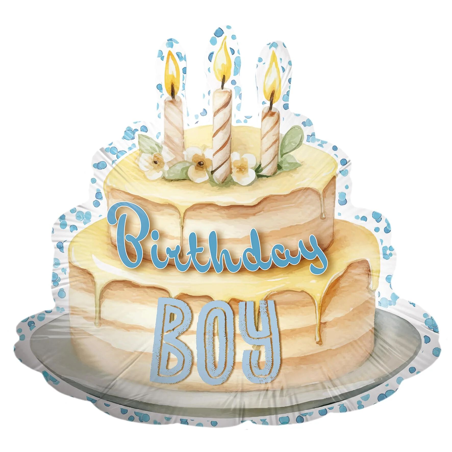 Birthday Boy Cake Foil Balloon (Blue) 