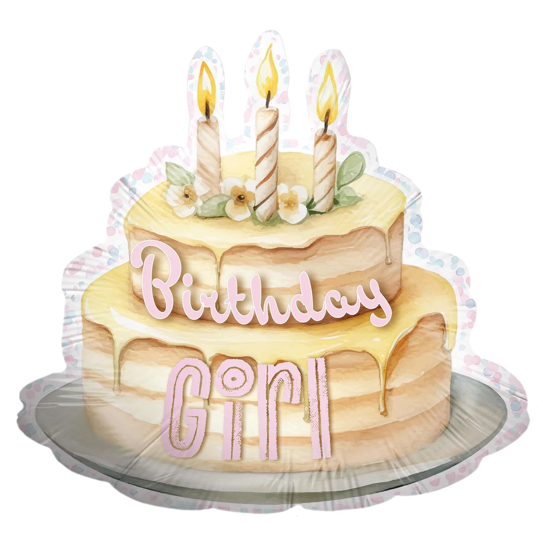 Birthday Girl Cake Foil Balloon (Pink) 