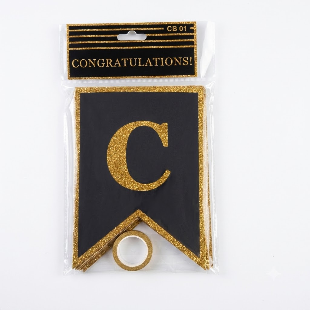 Glitter Congratulations Banner (Black)