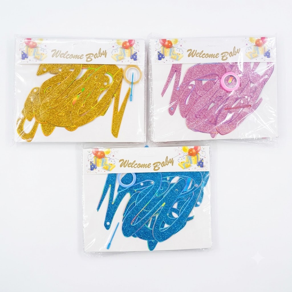 Welcome Baby Glitter Banner 