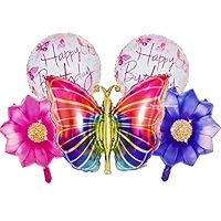 5Pcs Butterfly And Flower Shape Foil Balloon 