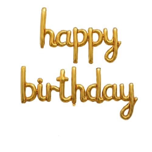 Happy Birthday Cursive Foil Balloon (Golden) 