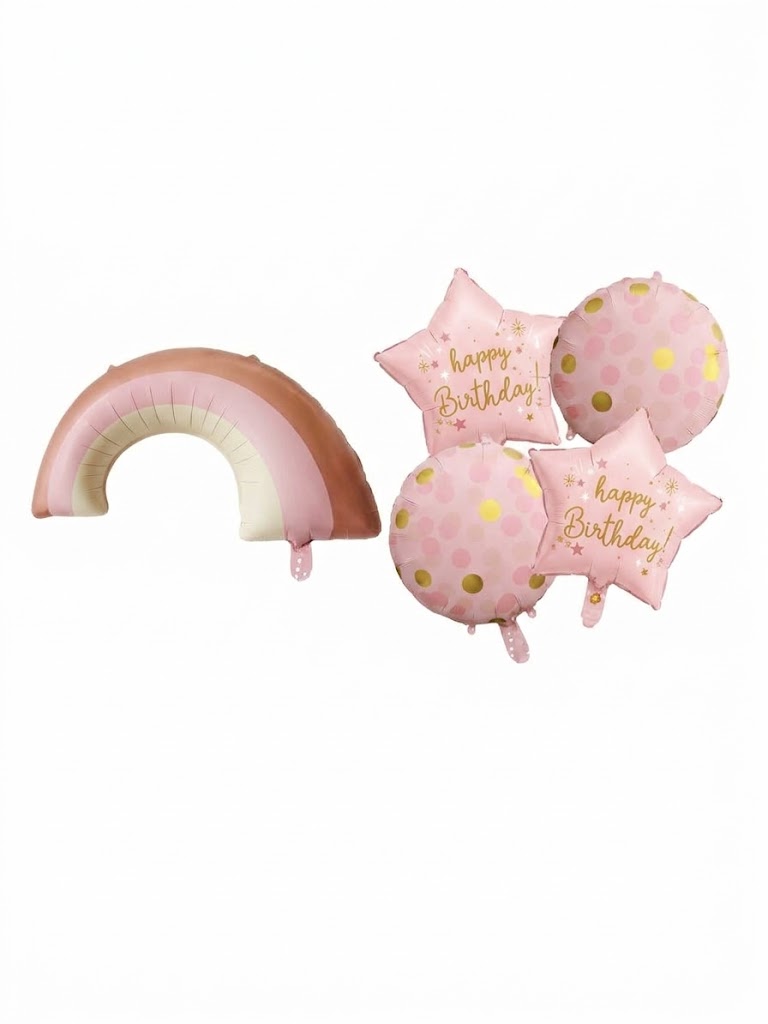 Rainbow Thame Foil Balloon Set (PINK)