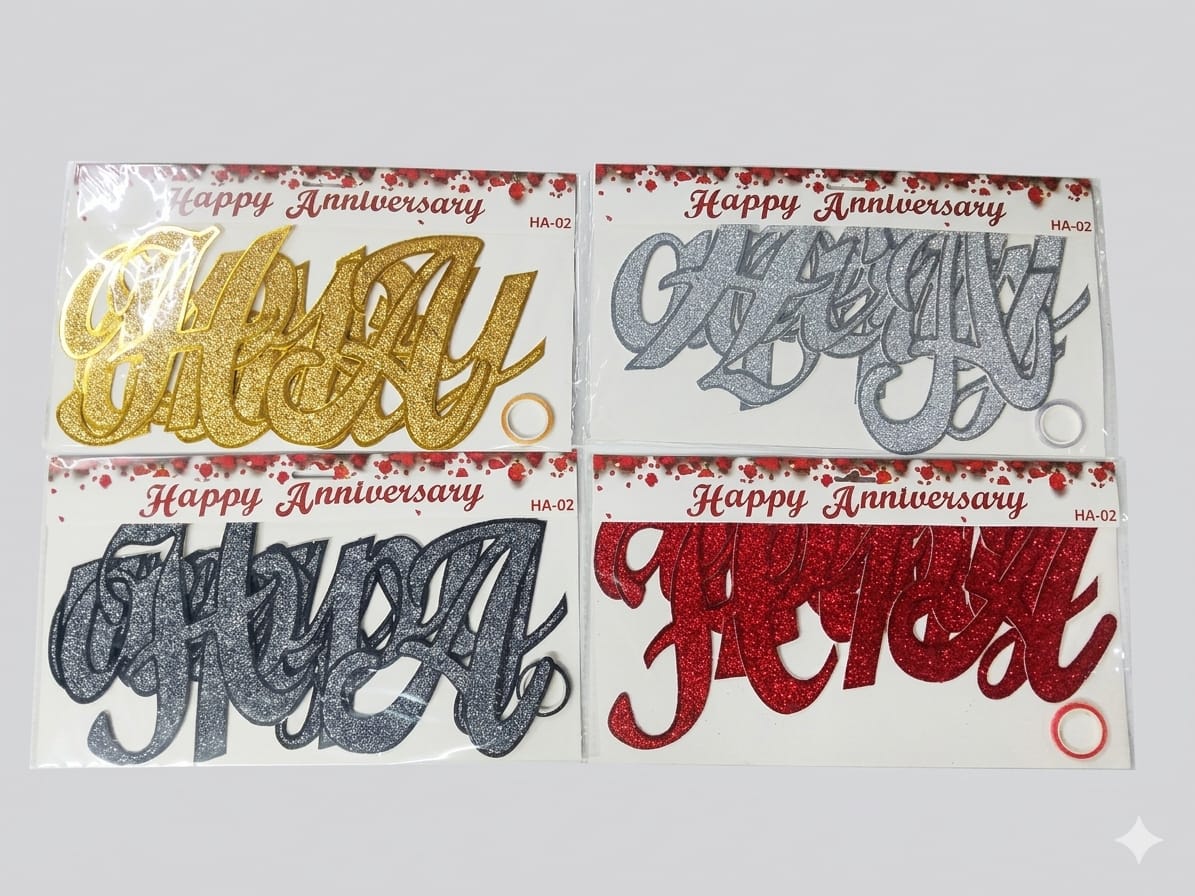 Happy Anniversary Glitter Cursive Banner (HA-02) 